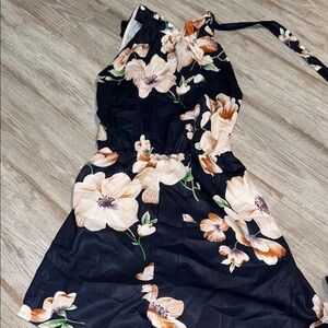 Zara Orange Pink Halter Jumpsuit Cocktail